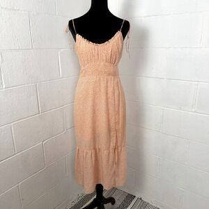 Abercrombie Fitch Midi Dress Smocked Floral Ruffle Coquette Milkmaid Peasant S